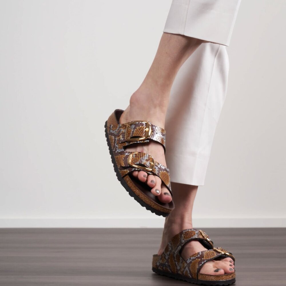 Birkenstock Sydney Birko-Flor Python Brown Sandals - Picture 2 of 3